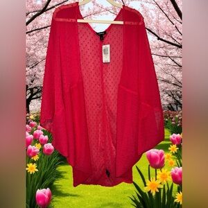 Torrid Vibrant Pink/Red Sheer Kimono size 1/2‎ NWT